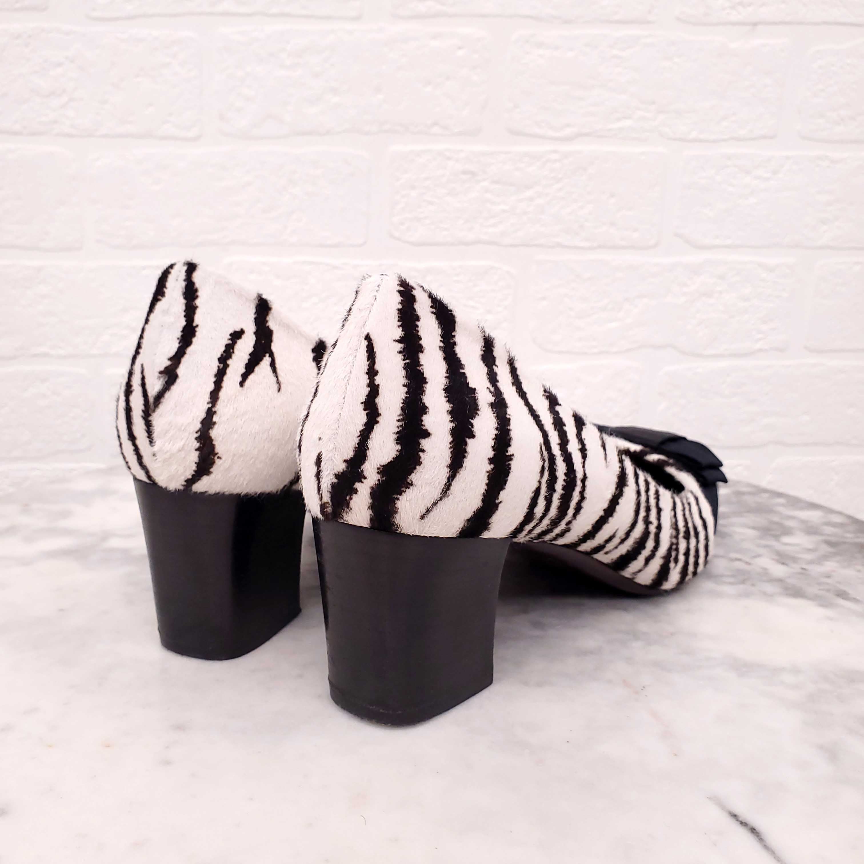 LANVIN PONY HAIR SQUARE TOE HEELS - SIZE 40