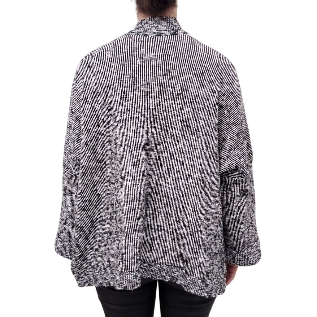LAUREN MANOOGIAN BLACK AND WHITE COTTON KNIT CARDIGAN - O/S