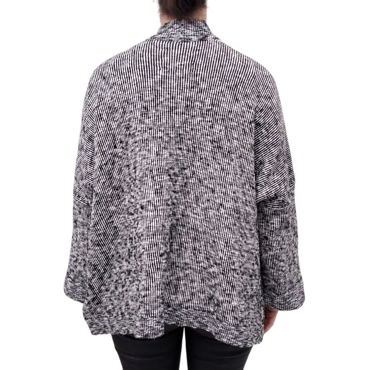 LAUREN MANOOGIAN BLACK AND WHITE COTTON KNIT CARDIGAN - O/S