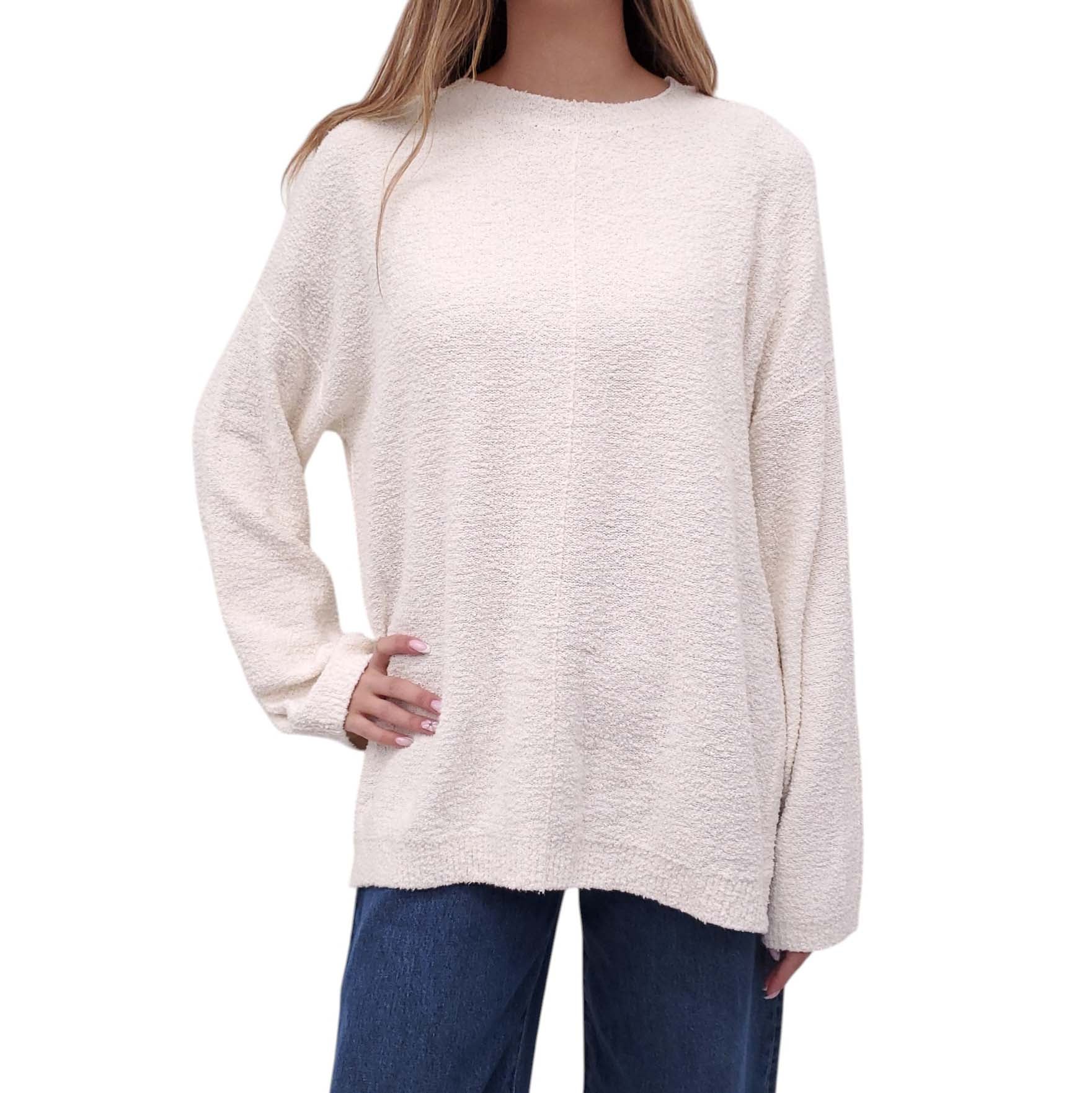 LAUREN MANOOGIAN OVERSIZED CREAM COTTON SWEATER - SIZE 1/S