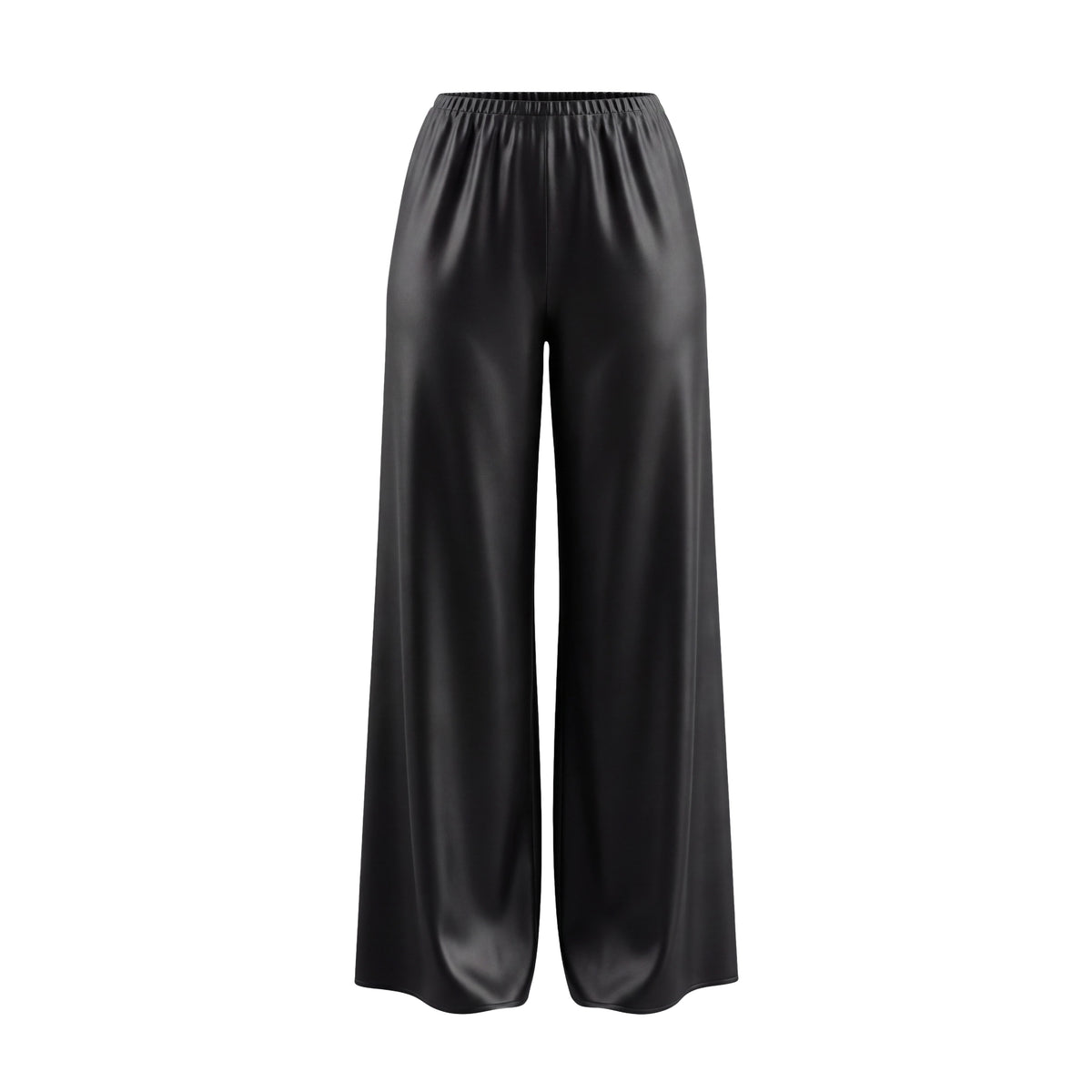 LESET BLACK SATIN ELASTIC WAIST TROUSERS - SIZE S