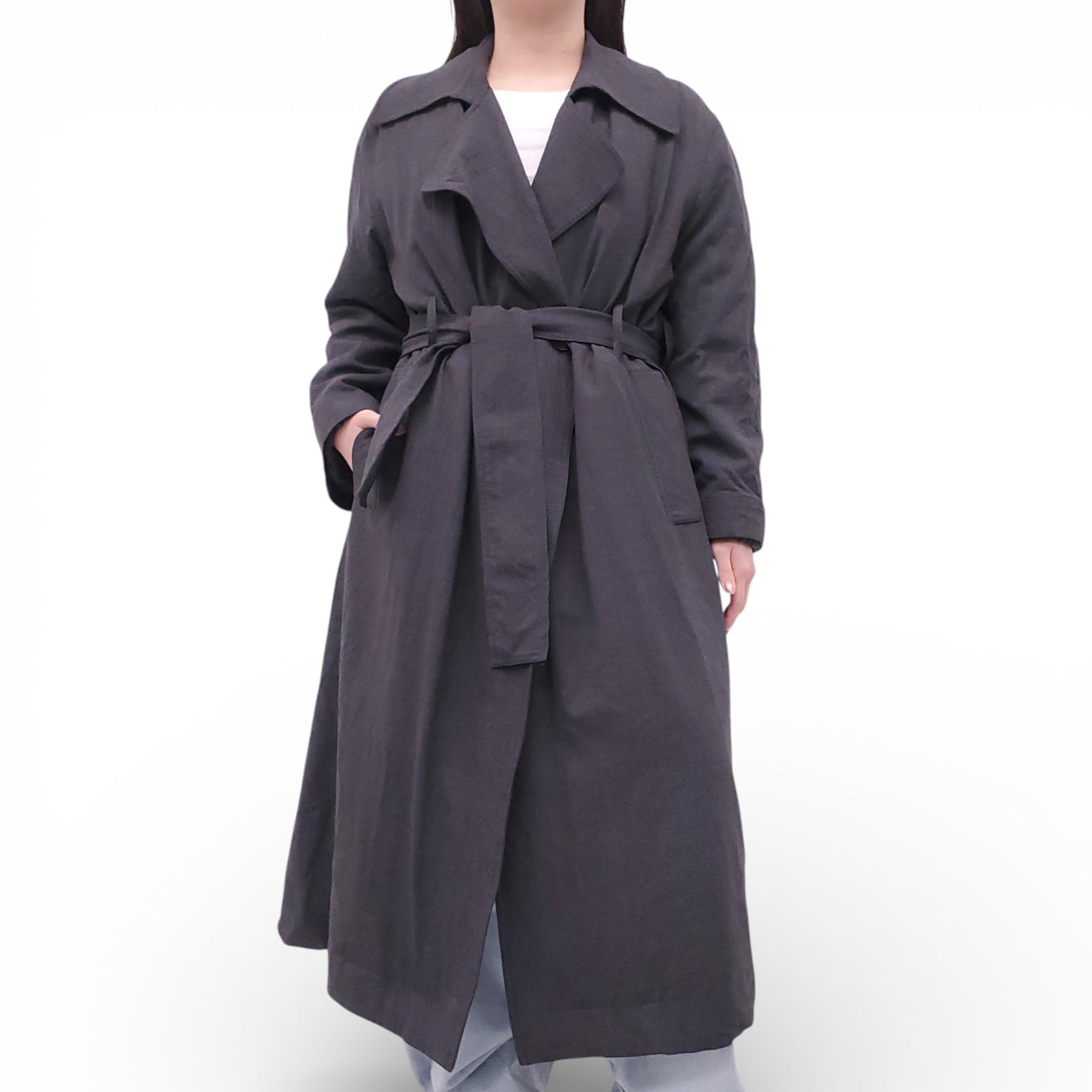 LESET BLACK 'JANE' TRENCH COAT - SIZE XS (OVERSIZED)