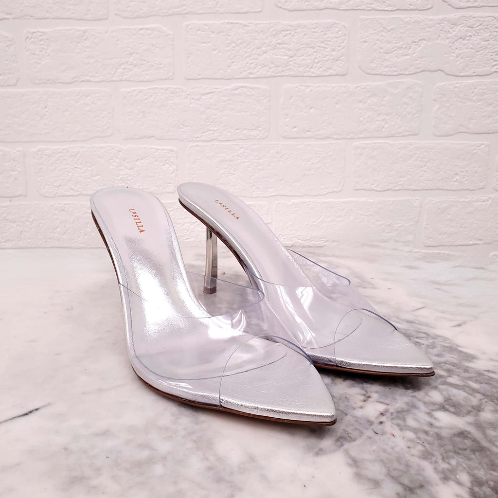 LE SILLA SILVER PVC MULES - SIZE 38.5