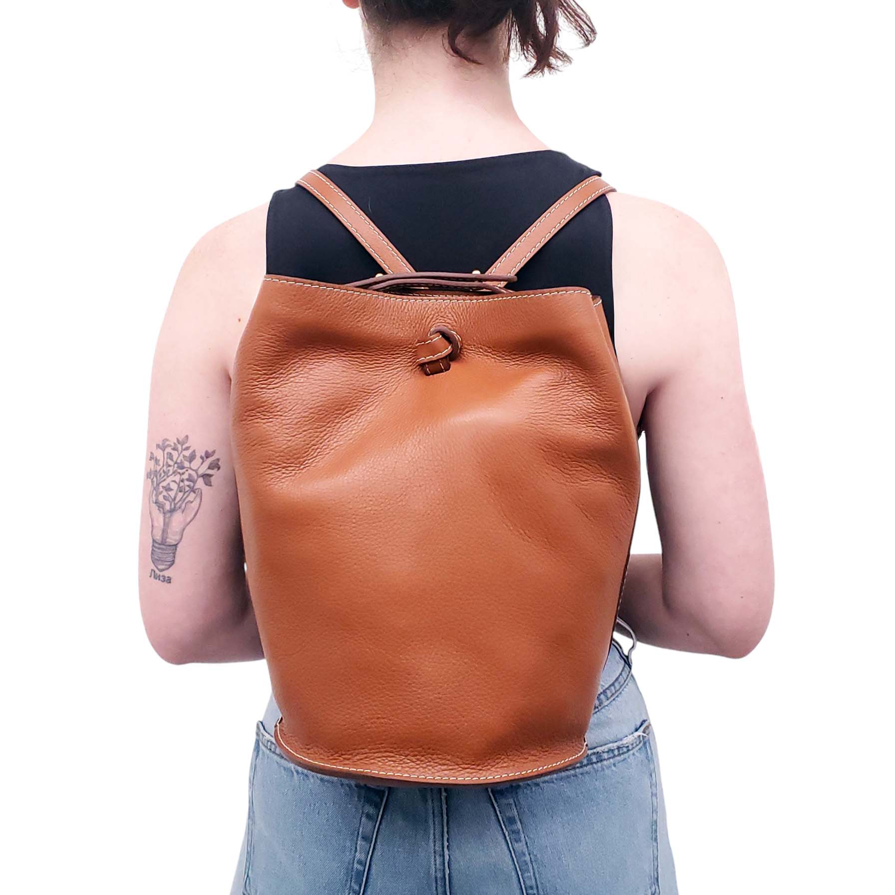 LINDQUIST BROWN LEATHER CYL BACKPACK