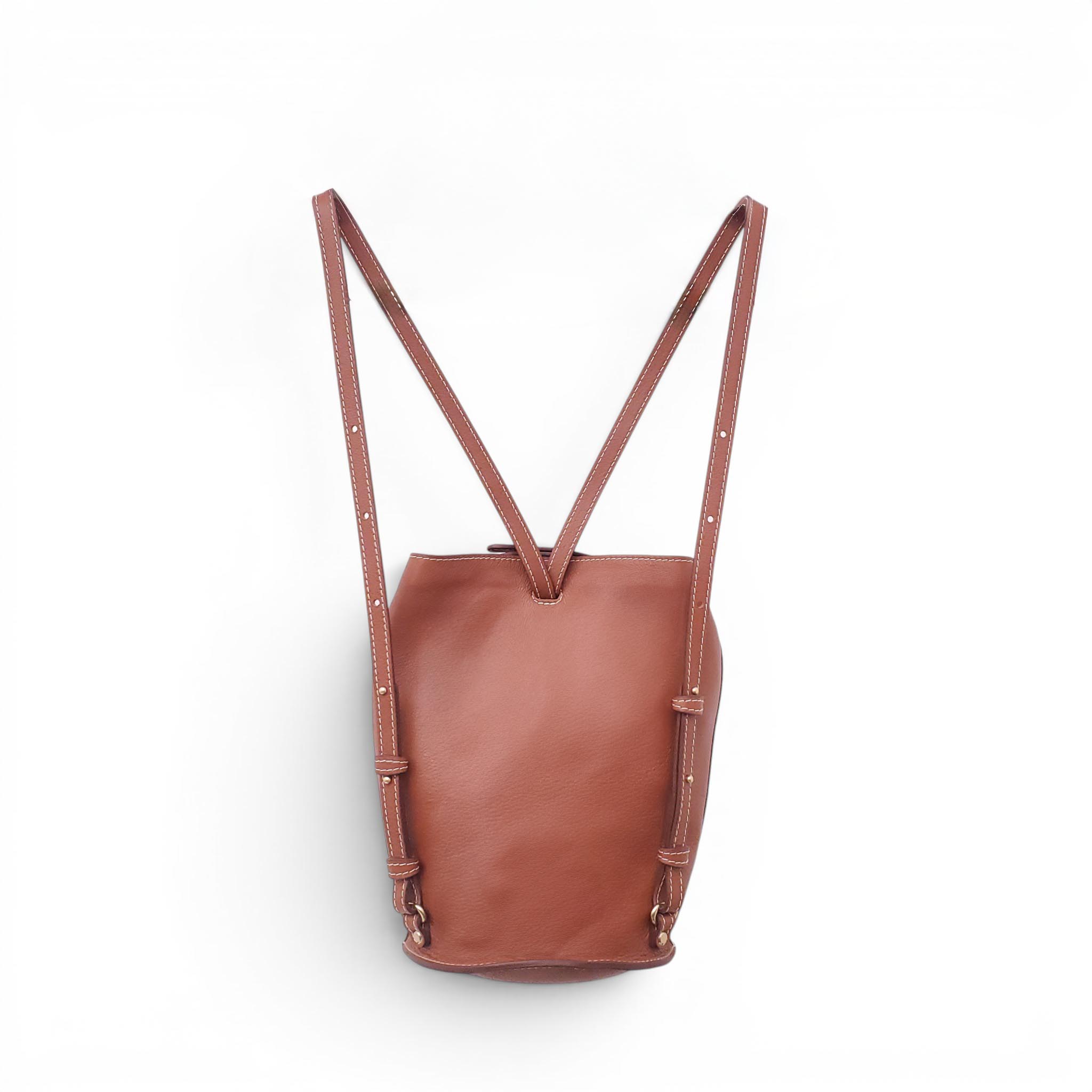 LINDQUIST BROWN LEATHER CYL BACKPACK