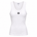 LOEWE ANAGRAM WHITE LOGO RIBBED TANK TOP - SIZE XS