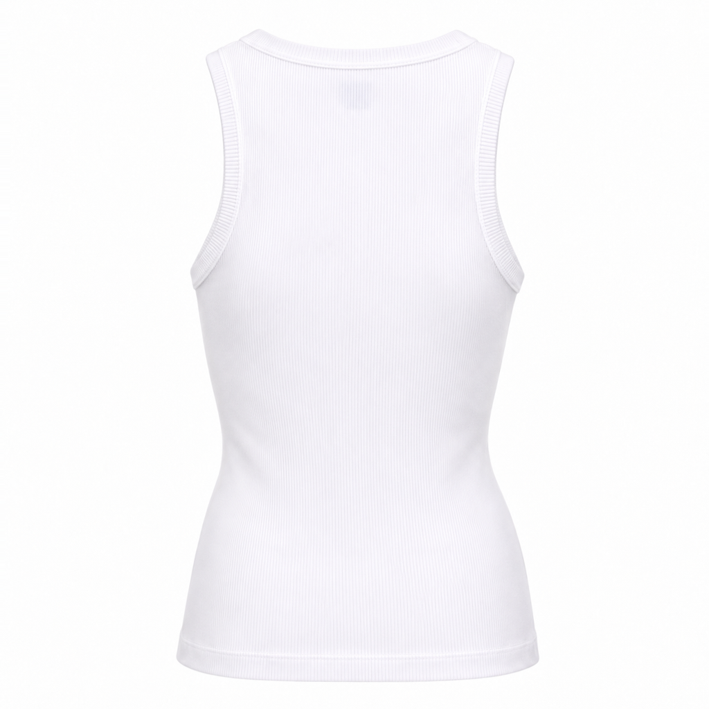 LOEWE ANAGRAM WHITE LOGO RIBBED TANK TOP - SIZE XS