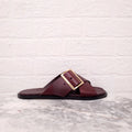 LOEWE BROWN FELT SANDALS WITH LOGO - SIZE 40