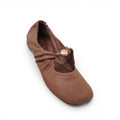 LOEWE CAMEL LEATHER FLATS WITH GOLD ANAGRAM LOGO - SIZE 37
