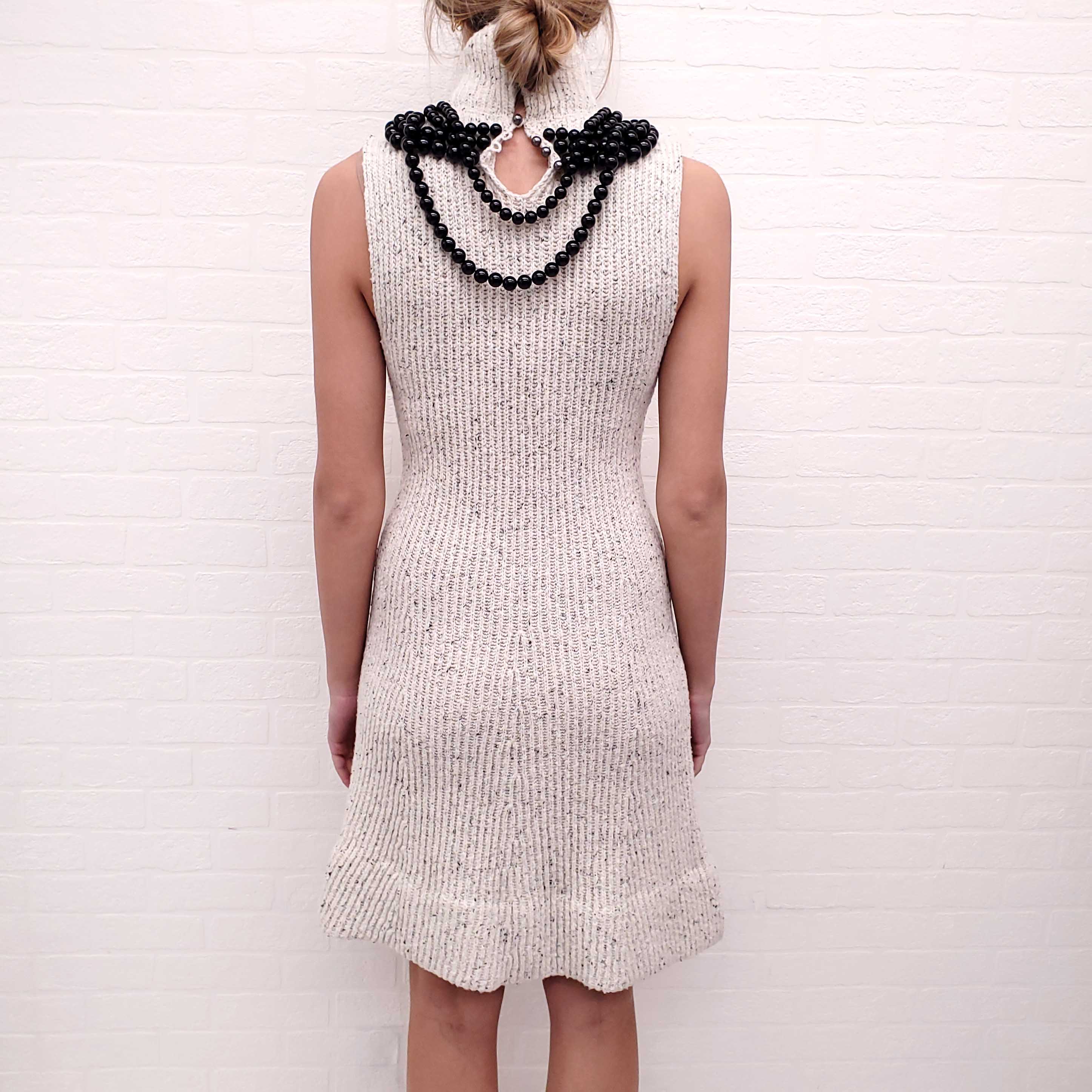 LOEWE CREAM BEADED SWEATER DRESS - SIZE S