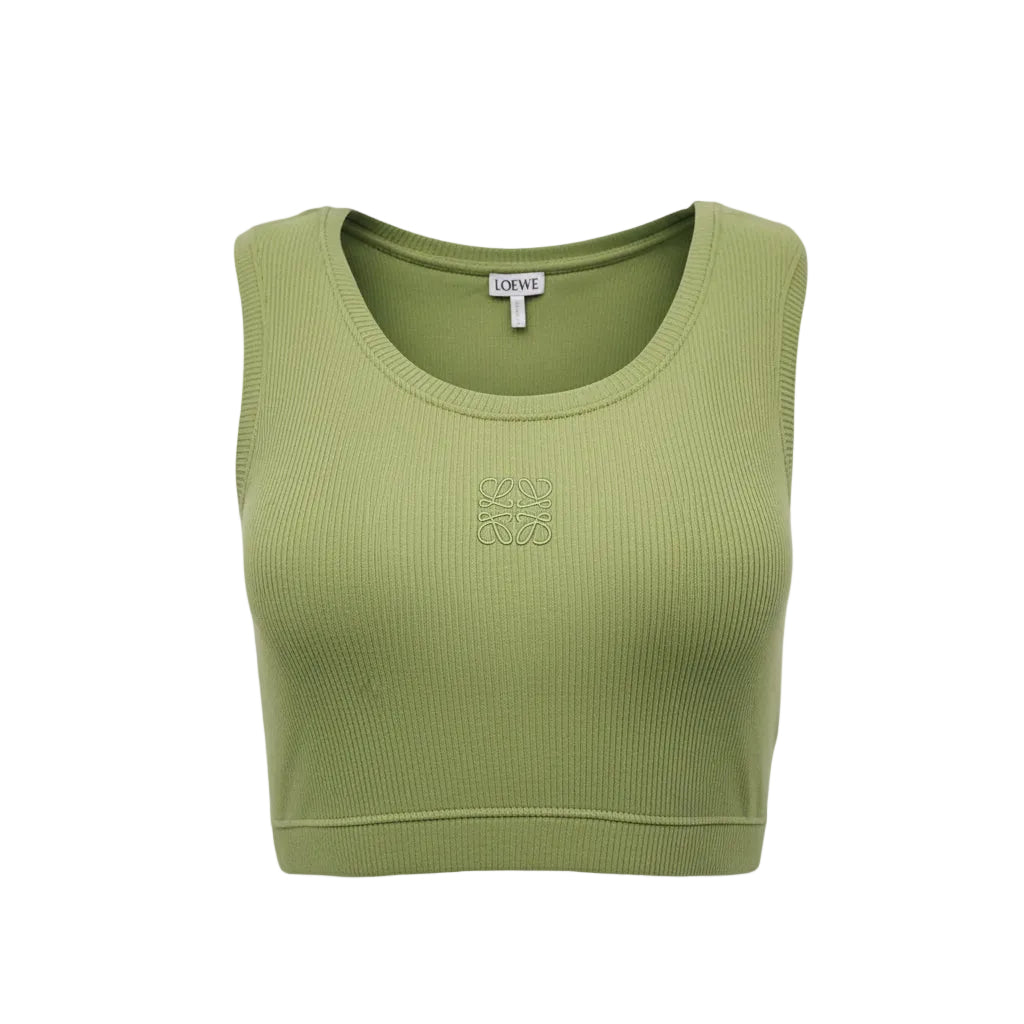 LOEWE GREEN CROPPED ANAGAM TANK TOP - SIZE M