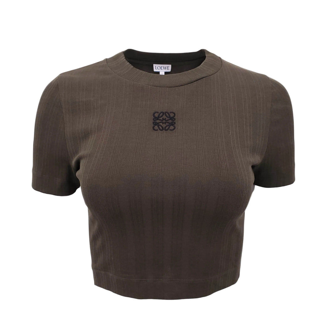 LOEWE GREEN CROPPED ANAGRAM T-SHIRT - SIZE M