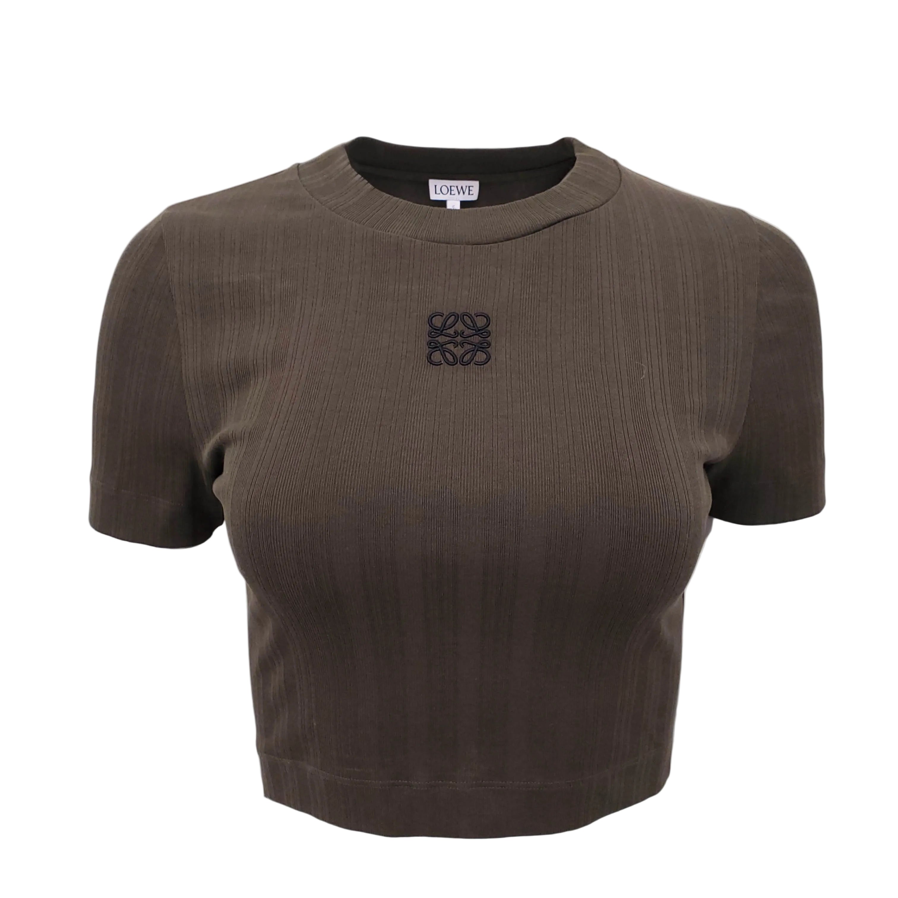 LOEWE GREEN CROPPED ANAGRAM T-SHIRT - SIZE M