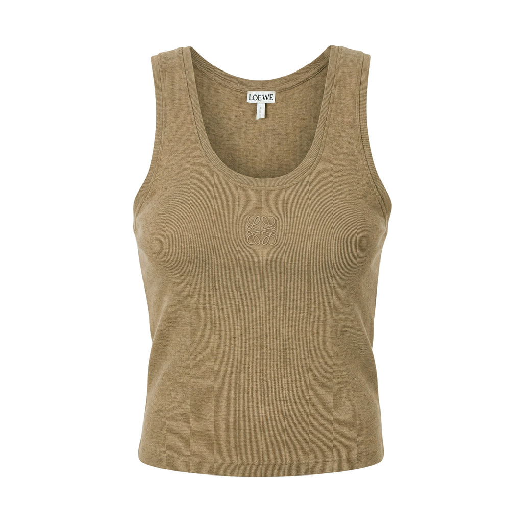 LOEWE GREEN LOGO RIBBED TANK TOP - SIZE S