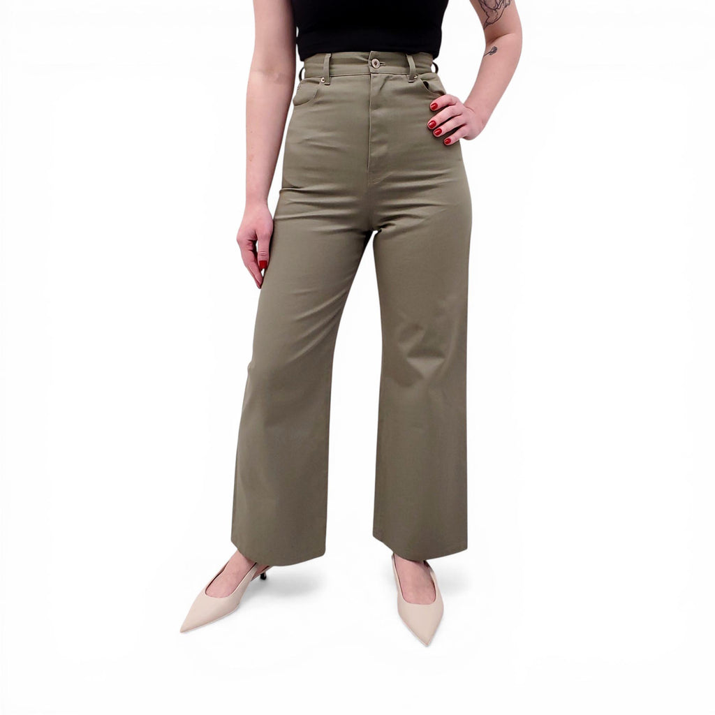 LOEWE GREEN TROUSERS WITH LOGO DETAIL - SIZE 34