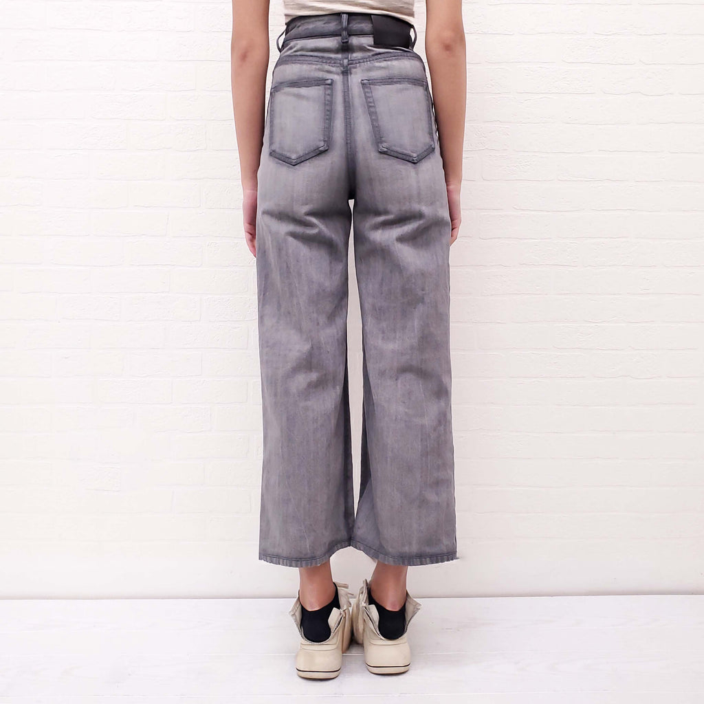 LOEWE GREY FADED WIDE LEG JEANS - SIZE 32/00