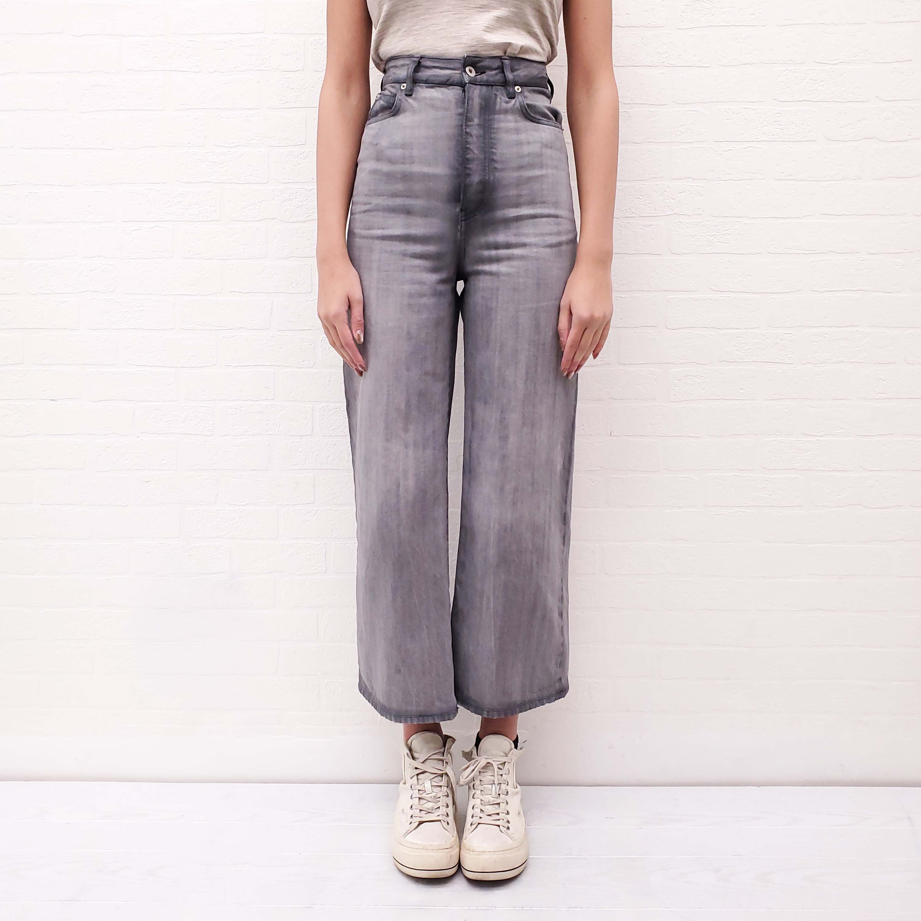 LOEWE GREY FADED WIDE LEG JEANS - SIZE 32/00