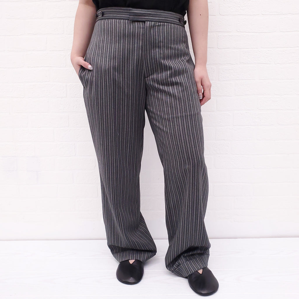 LOEWE GREY STRIPED TROUSERS - SIZE 46