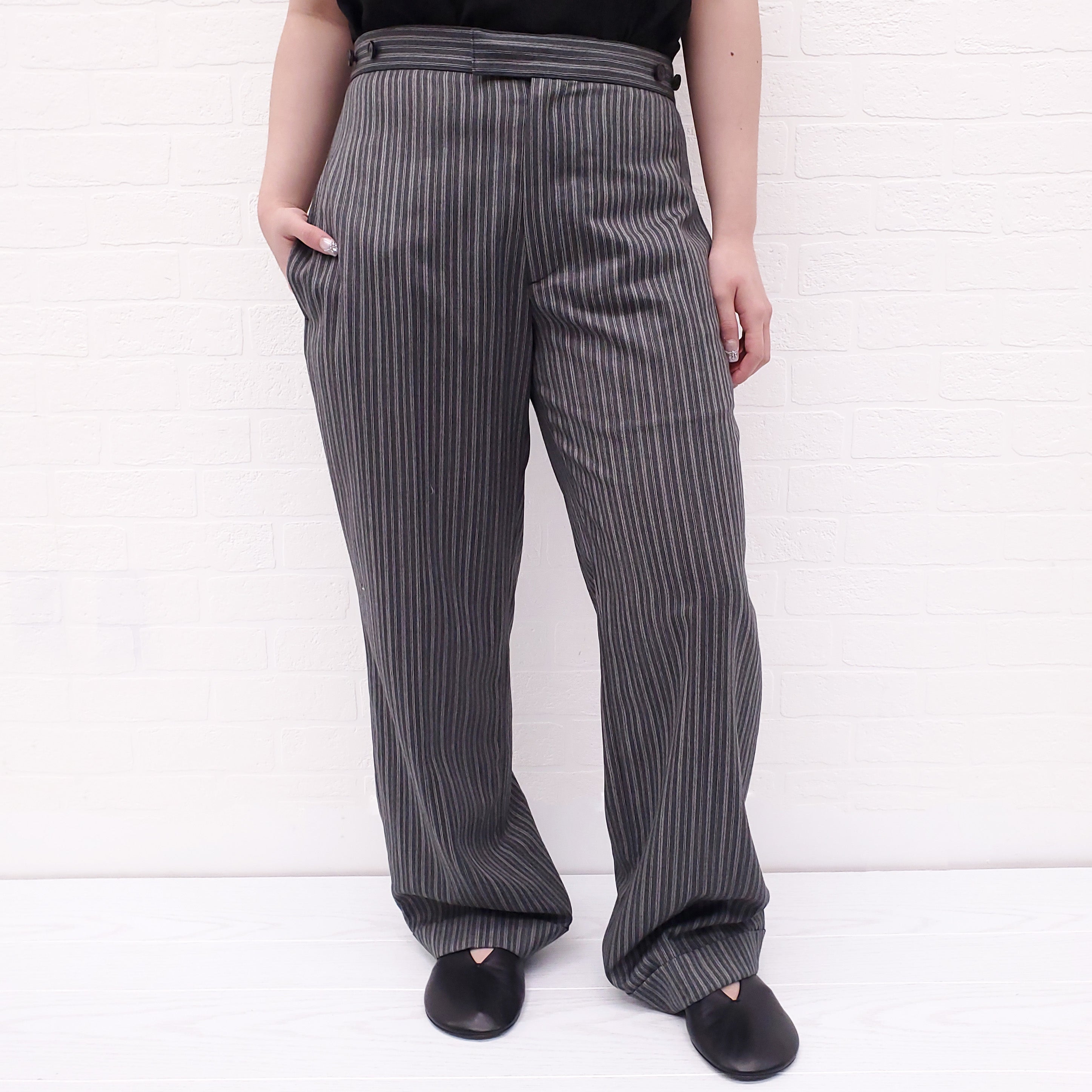 LOEWE GREY STRIPED TROUSERS - SIZE 46