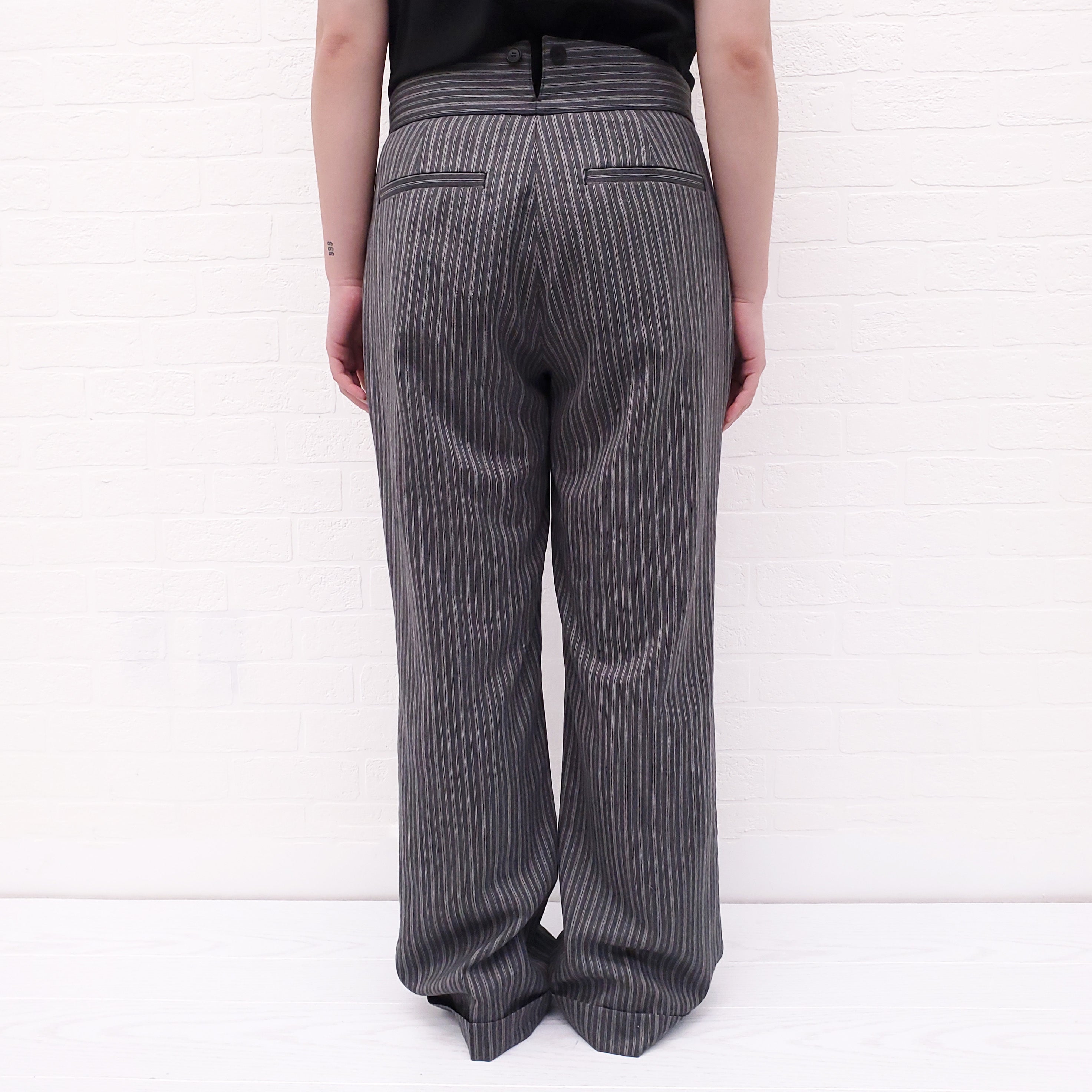 LOEWE GREY STRIPED TROUSERS - SIZE 46
