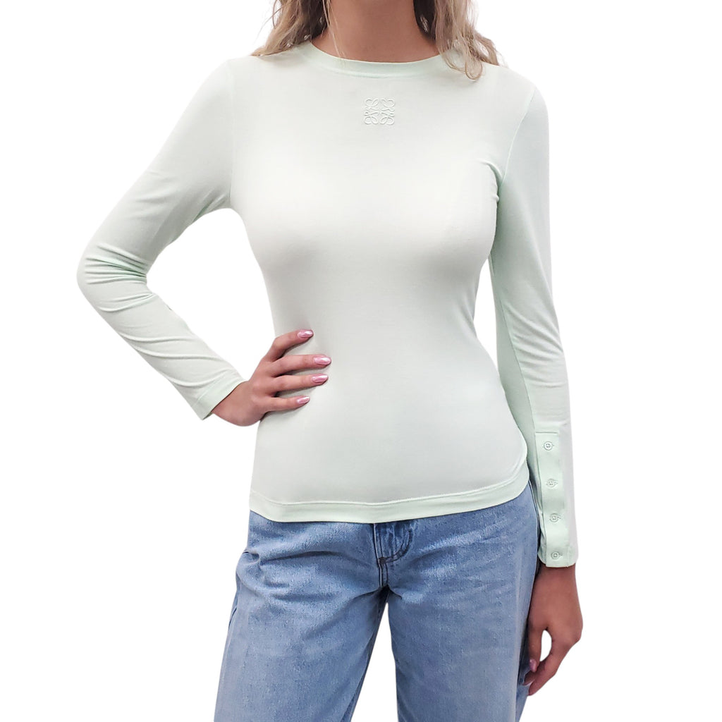 LOEWE LIME GREEN ANAGRAM LONG-SLEEVE TOP - SIZE XS