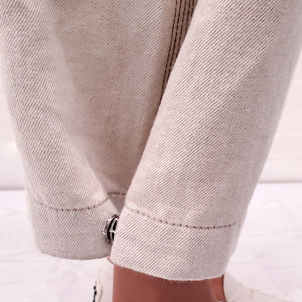 LOEWE LINEN AND COTTON BARREL JEANS - SIZE 32