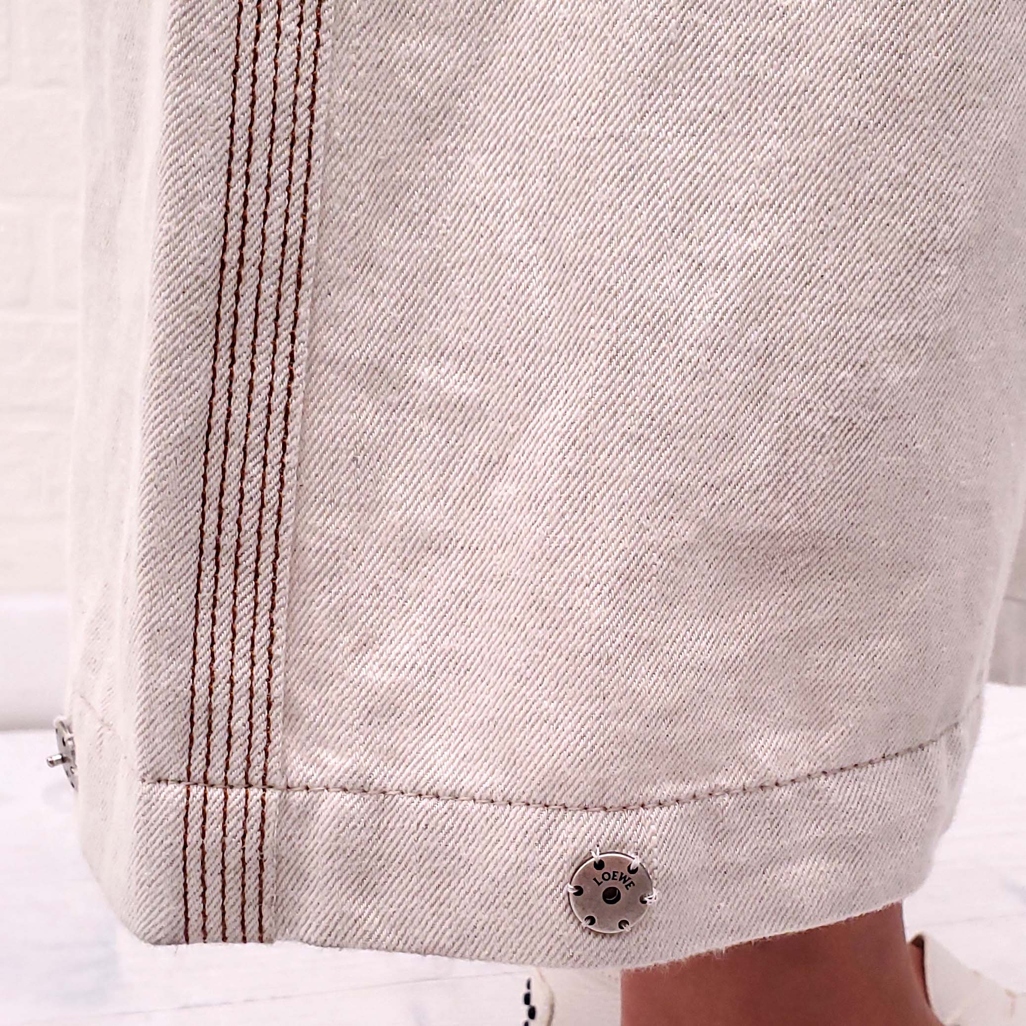 LOEWE LINEN AND COTTON BARREL JEANS - SIZE 32