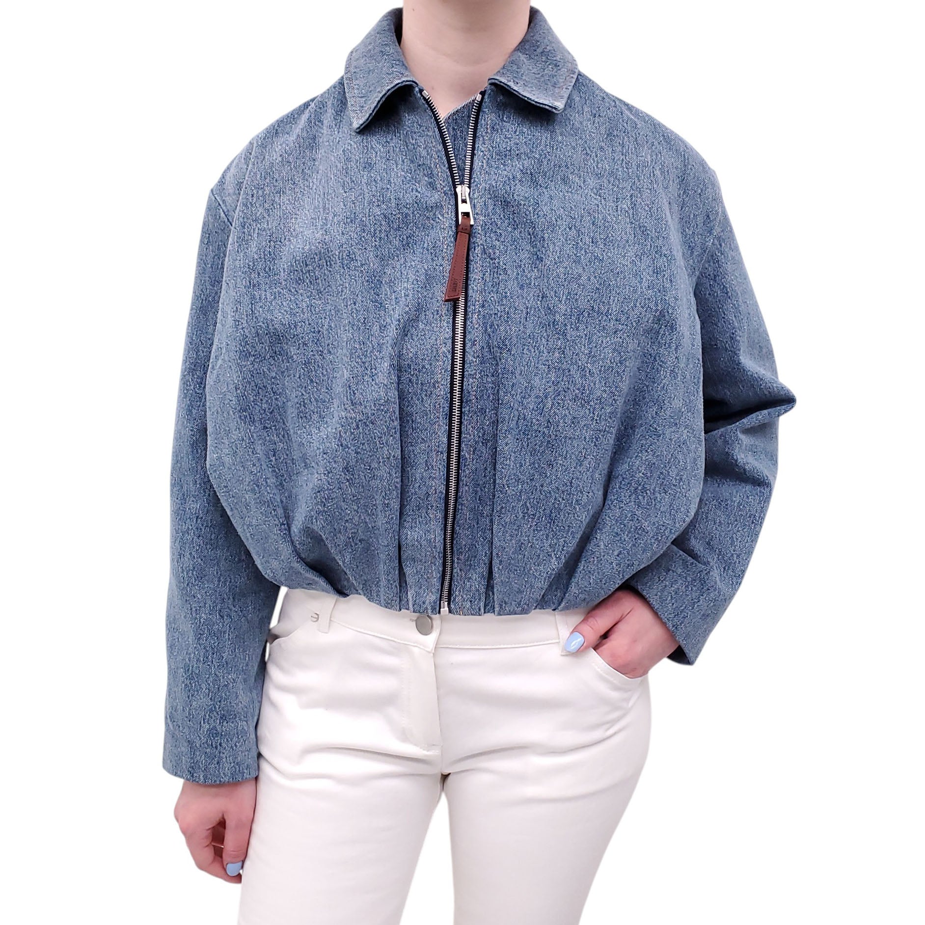 LOEWE OVERSIZED DRAPED DENIM JACKET - SIZE 32