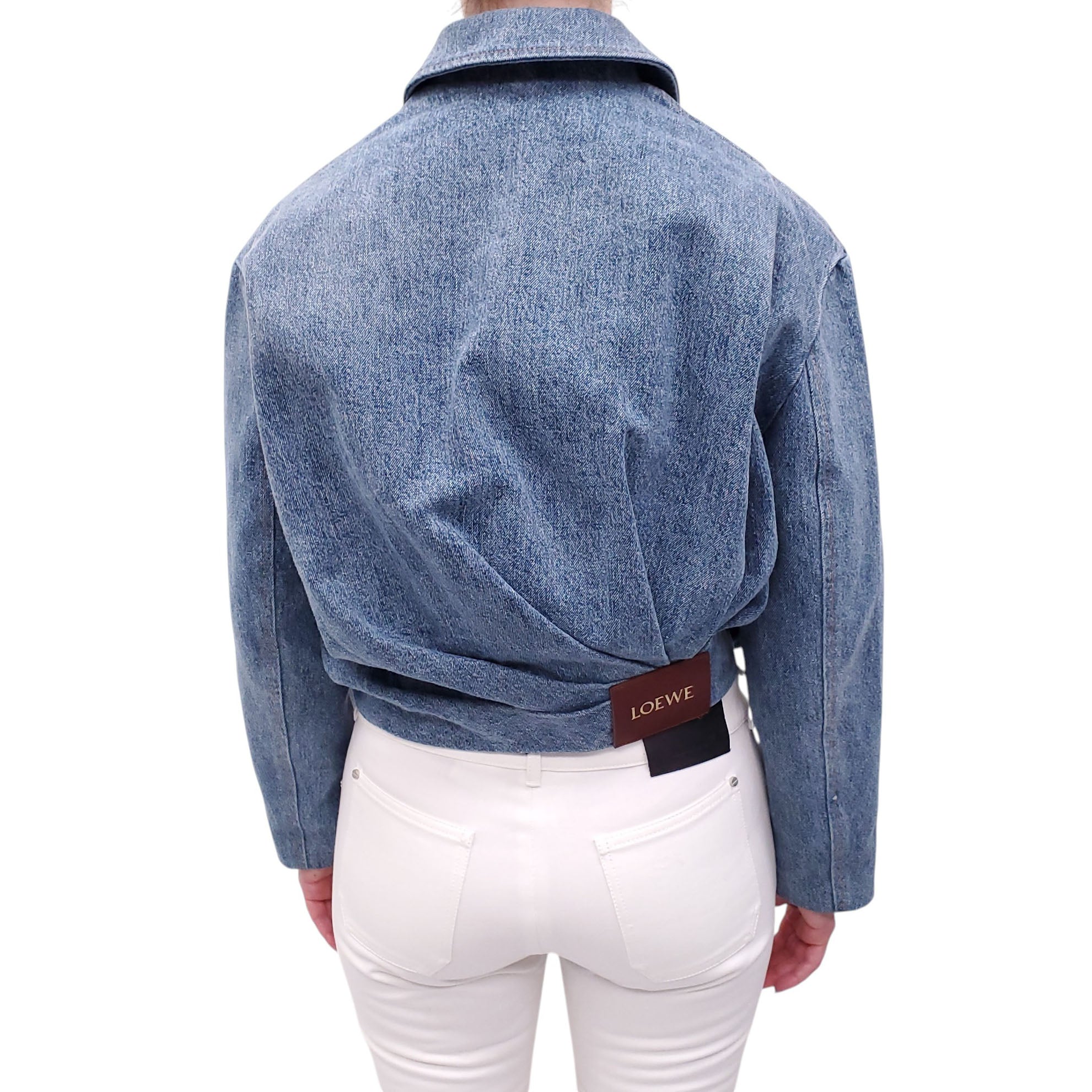 LOEWE OVERSIZED DRAPED DENIM JACKET - SIZE 32