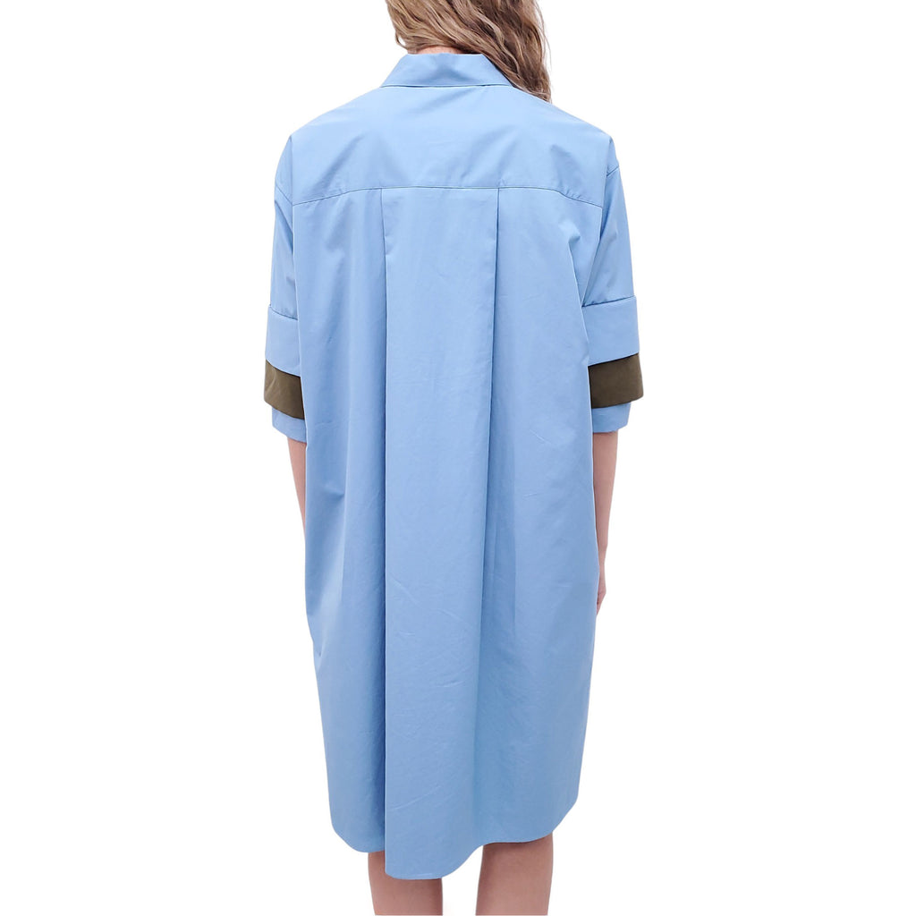 LOEWE OVERSIZED LAYERED COTTON POPLIN T-SHIRT DRESS WITH ANAGRAM LOGO - SIZE 36