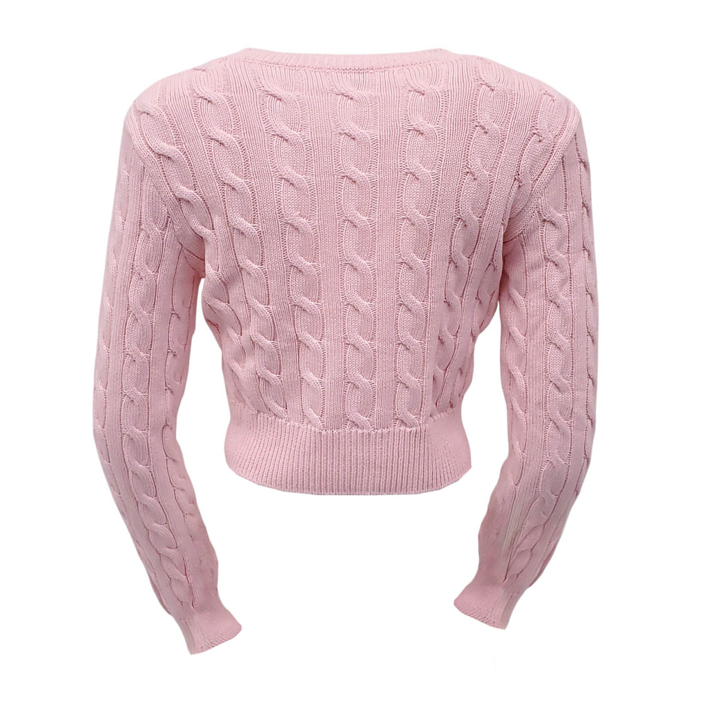 LOEWE PINK CABLEKNIT SWEATER WITH LOGO - SIZE S