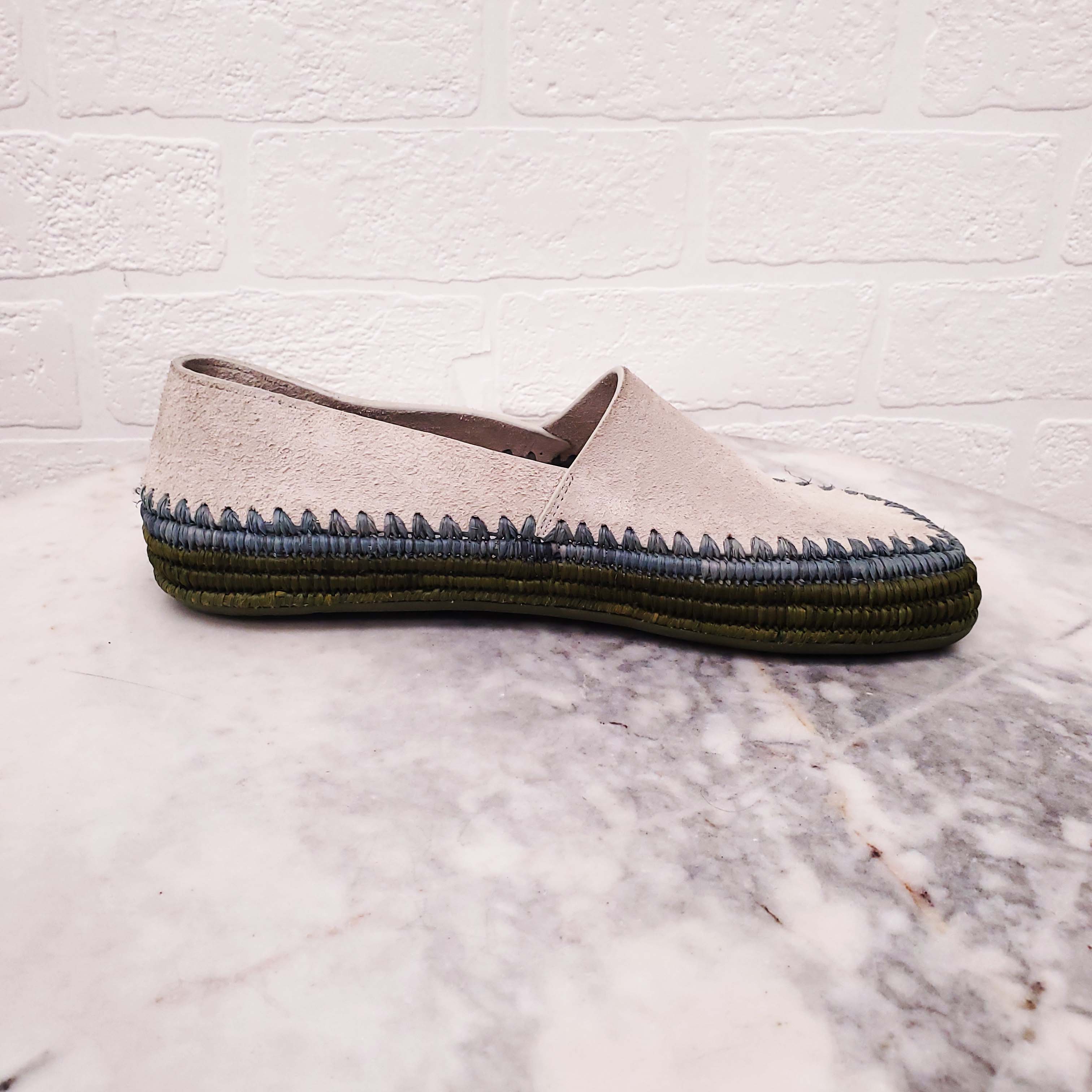 LOEWE RIO SLIPPER IN SUEDE AND RAFFIAN - SIZE 36