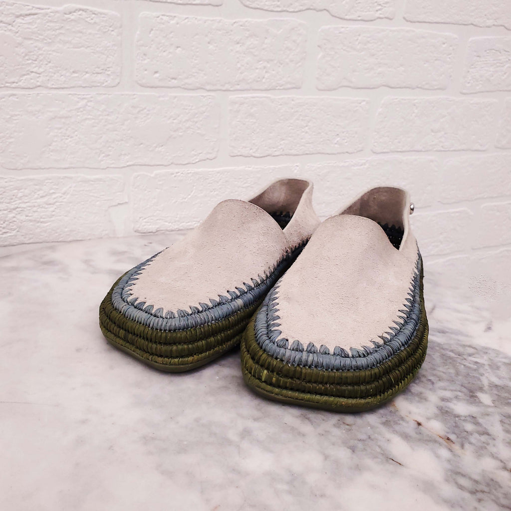 LOEWE RIO SLIPPER IN SUEDE AND RAFFIAN - SIZE 36