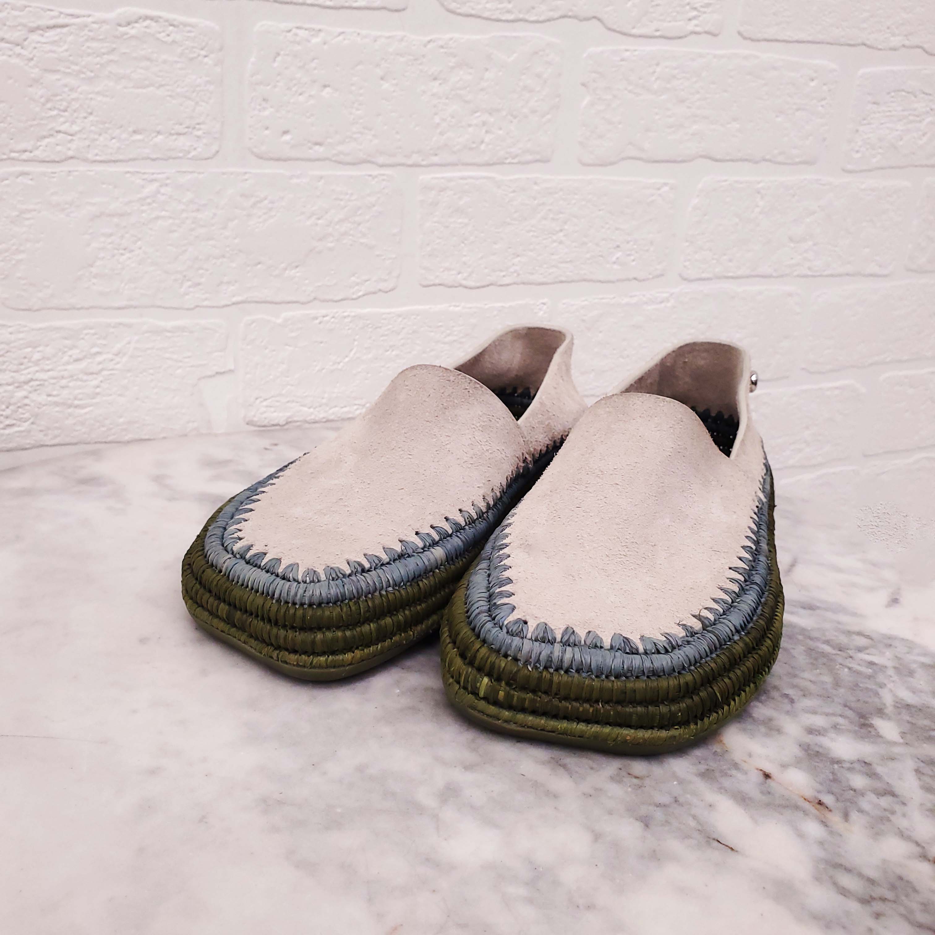 LOEWE RIO SLIPPER IN SUEDE AND RAFFIAN - SIZE 36