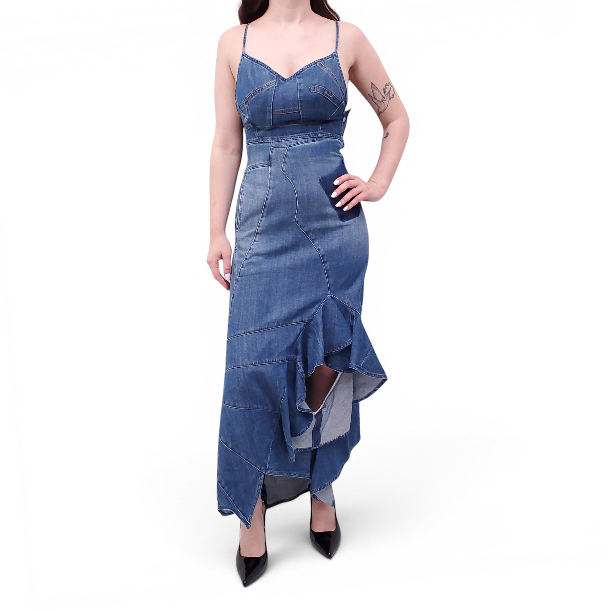 loewe denim dress Loewe Paula's Ibiza denim midi dress Loewe