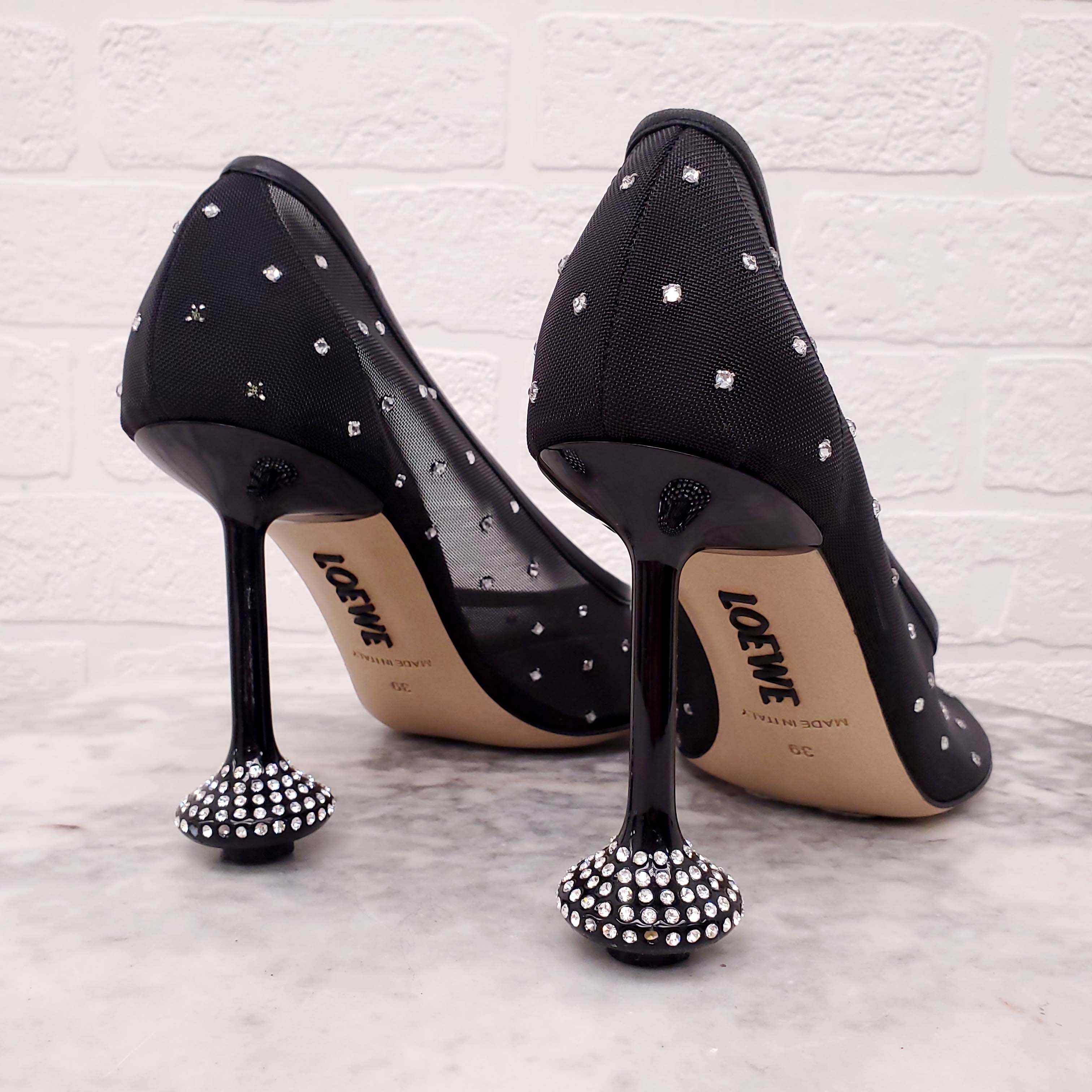 LOEWE TOY 90MM RHINESTONE EMBELLISHED HEELS - SIZE 39