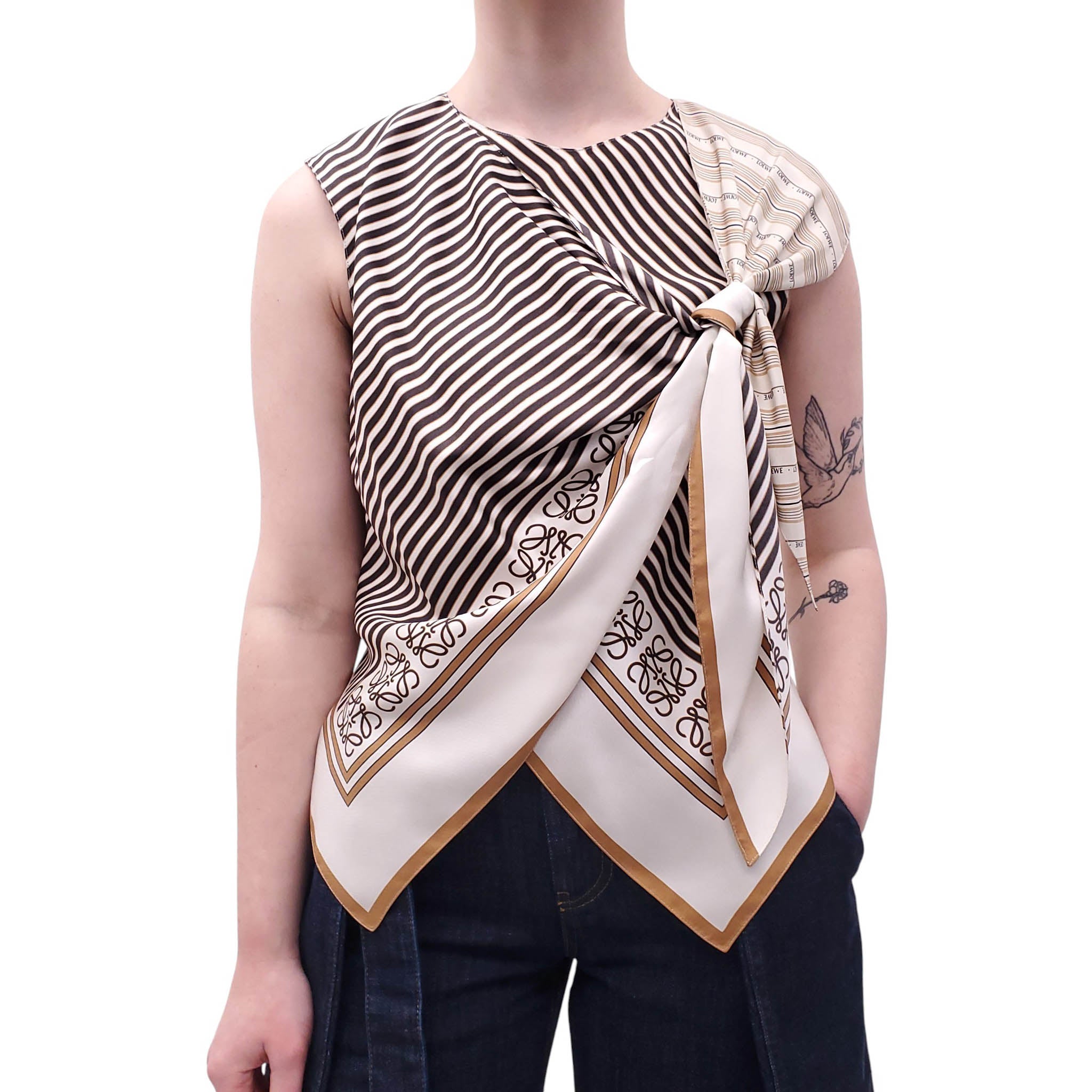 LOEWE X PAULA IBIZIA SILK SCARF BLOUSE - SIZE 38