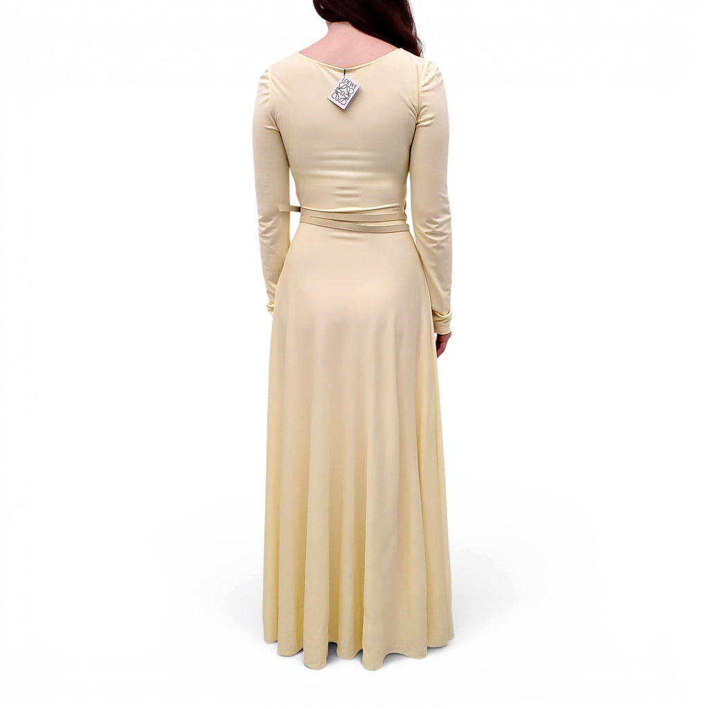 LOEWE YELLOW MIDI DRESS WITH LEATHER BELT - SIZE 36