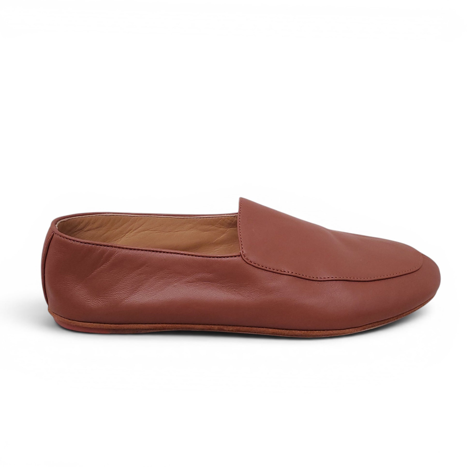 LORO PIANA BROWN LEATHER LOAFERS - SIZE 36