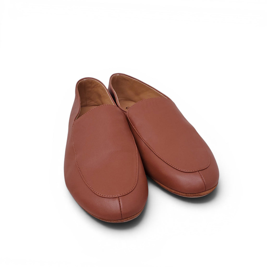 LORO PIANA BROWN LEATHER LOAFERS - SIZE 36