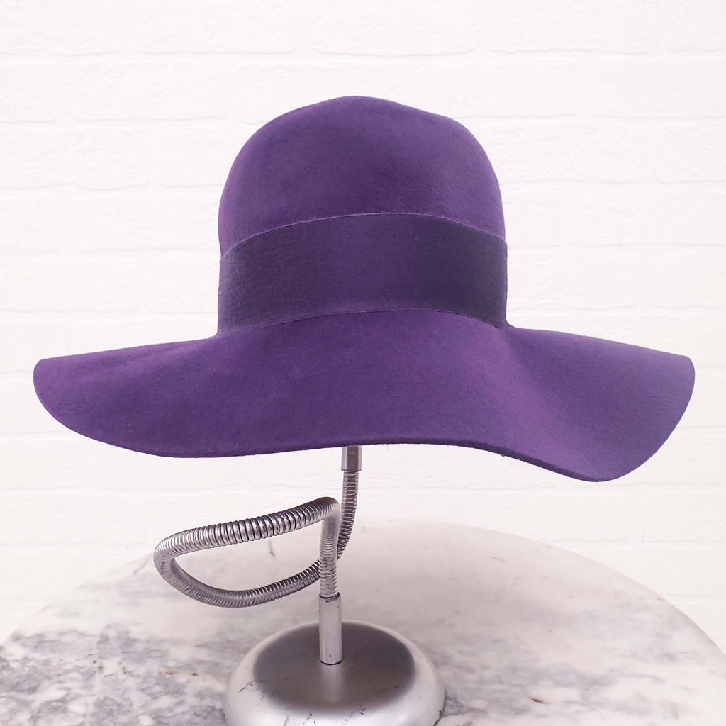 LORO PIANA PURPLE FEDORA HAT - SIZE XS