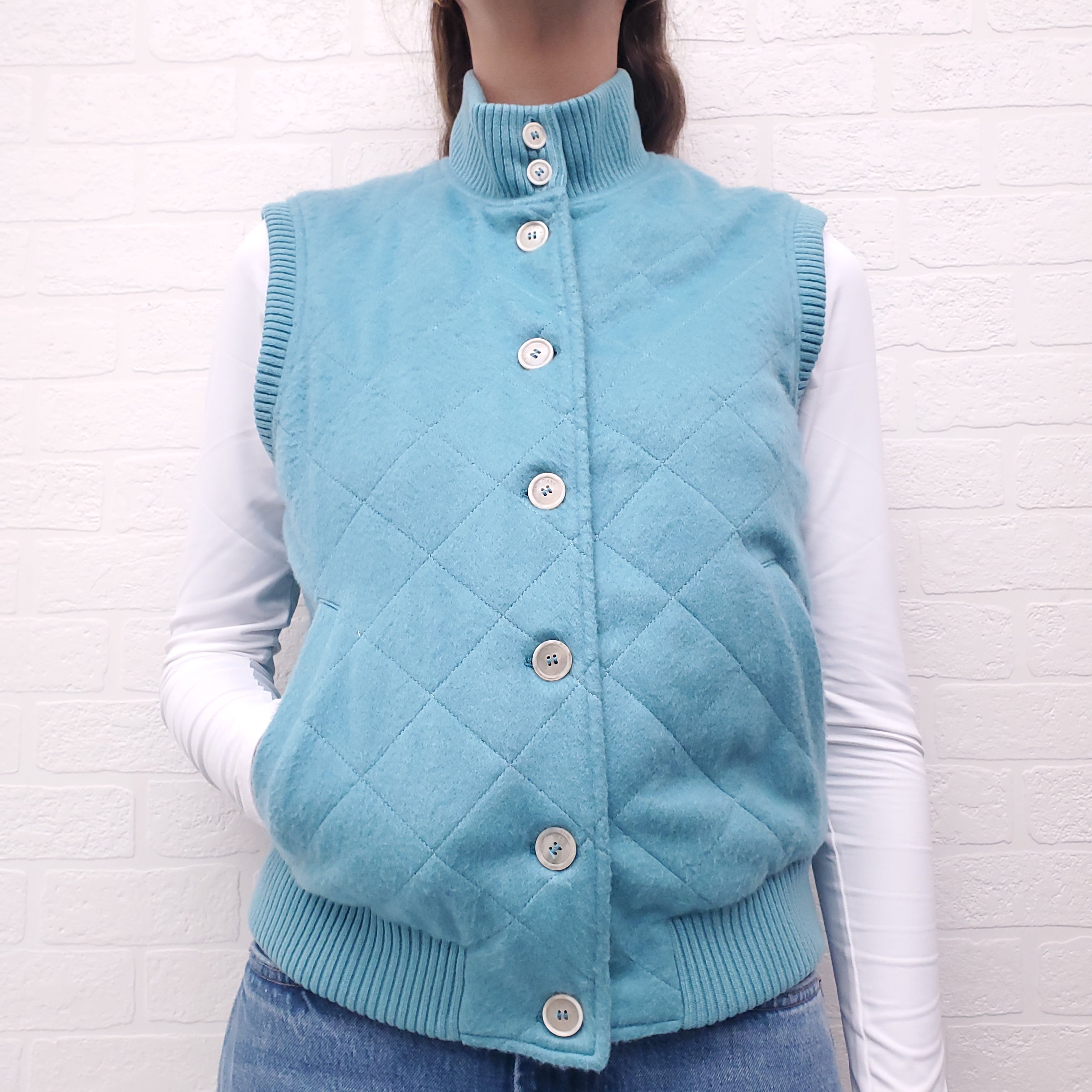 LORO PIANA TURQUISE CASHMERE VEST - SIZE S