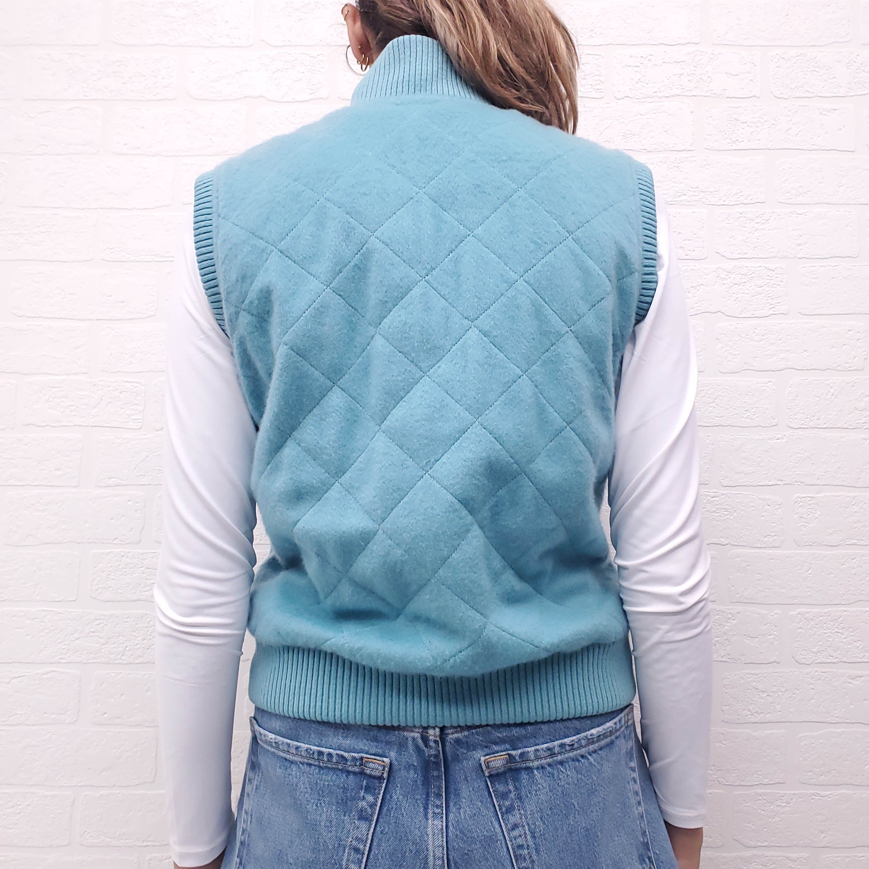 LORO PIANA TURQUISE CASHMERE VEST - SIZE S