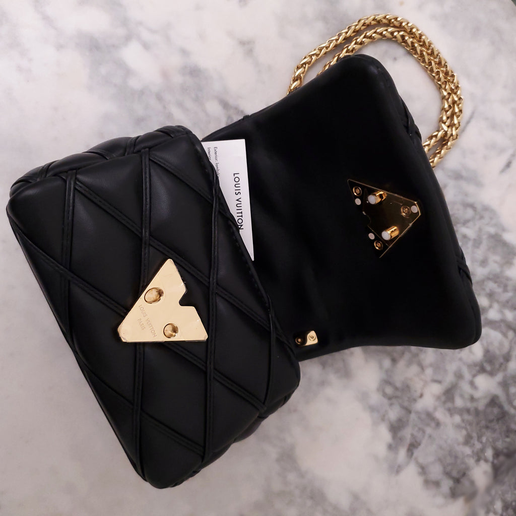 LOUIS VUITTON BLACK LEATHER MALLETAGE G0-14 PICO BAG
