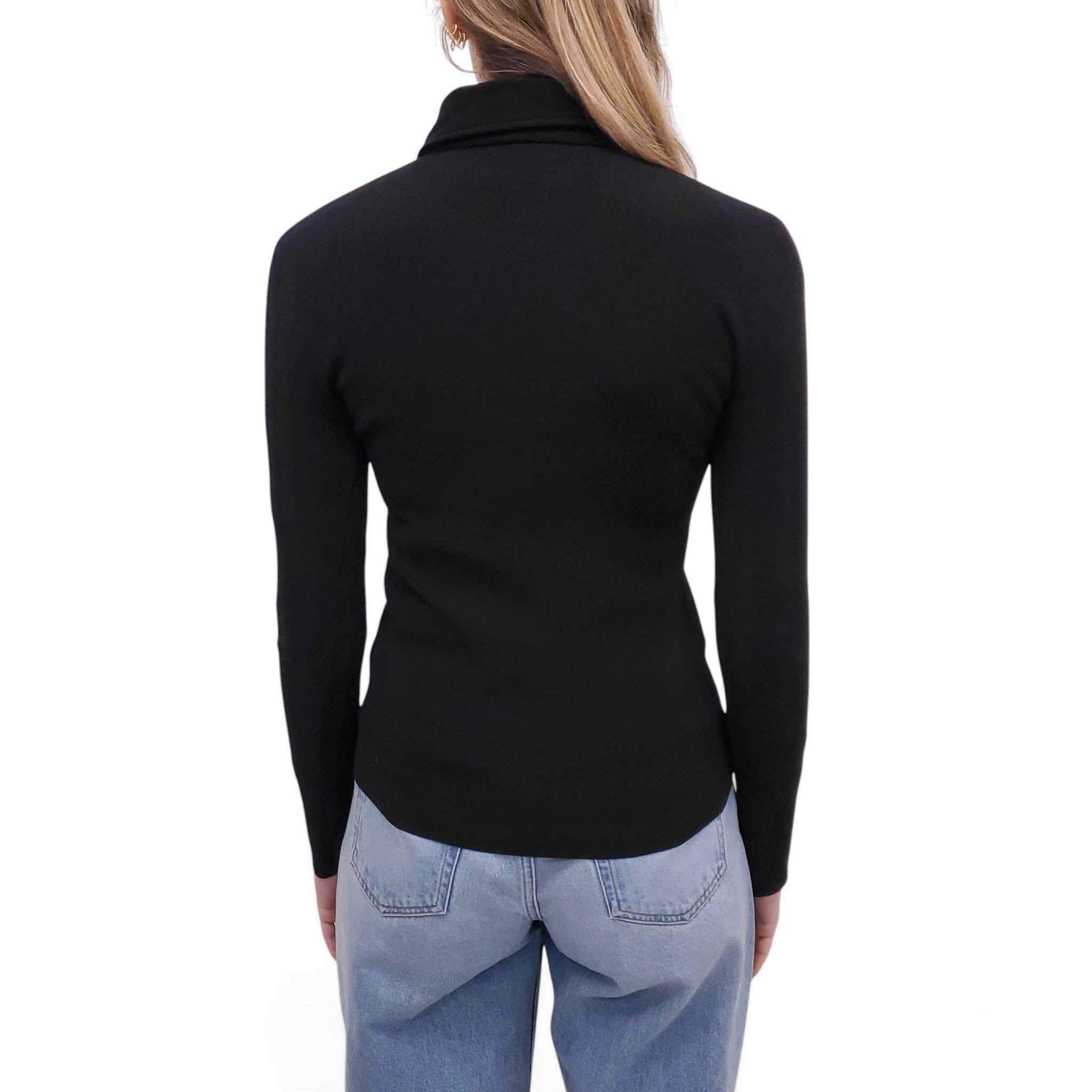 LOUIS VUITTON BLACK POLO SWEATER WITH LOGO BUTTONS - SIZE S