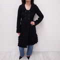 LOUIS VUITTON BLACK WOOL JACKET WITH RUFFLE - SIZE 36