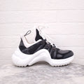 LOUIS VUITTON BLACK 'ARCHLIGHT' DAMIER LOGO SNEAKERS - SIZE 37.5