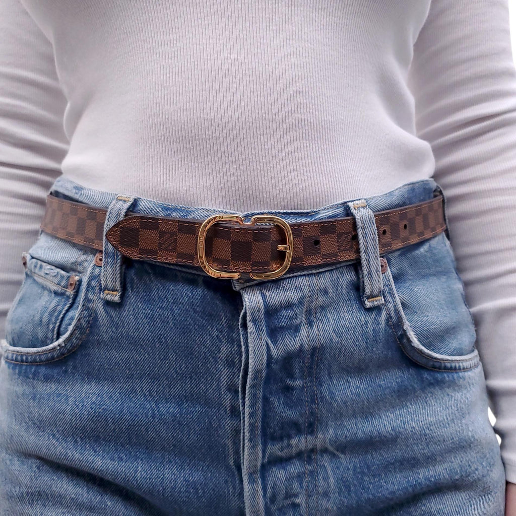 LOUIS VUITTON BROWN DAMIER BELT - SIZE 80