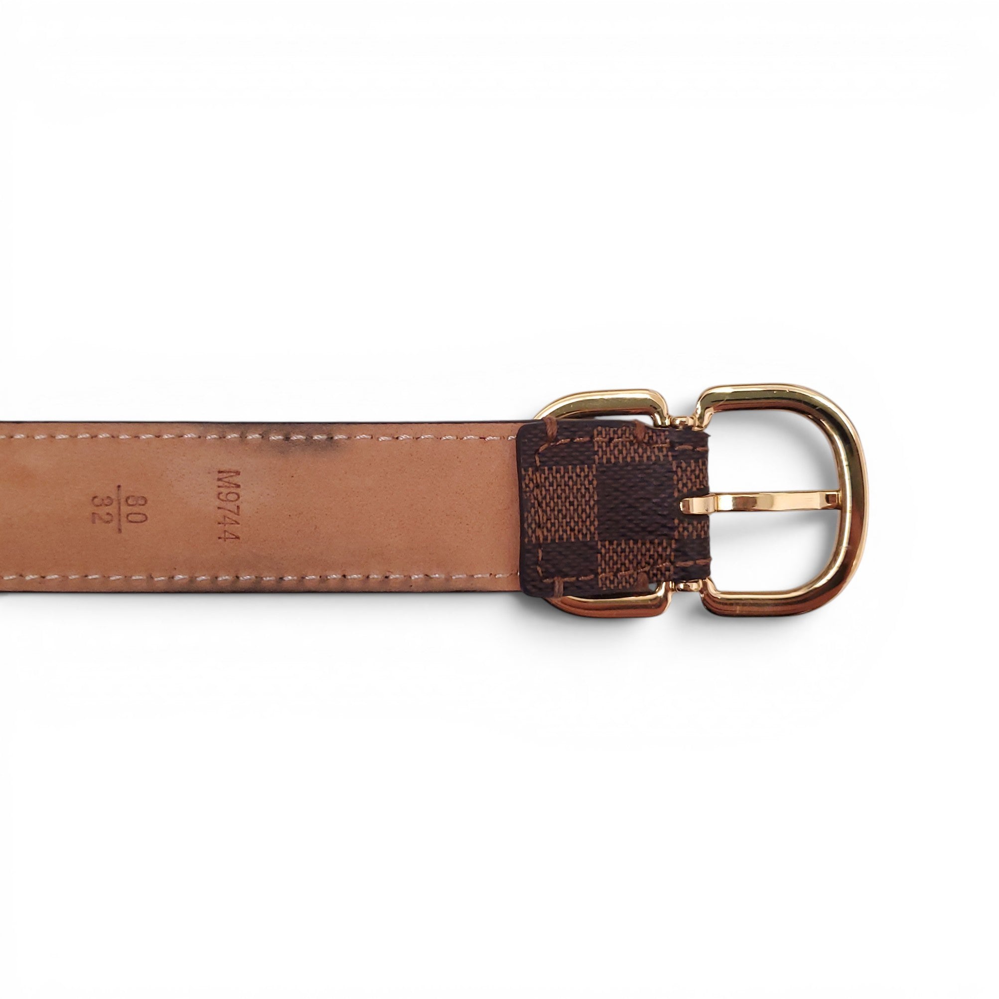 LOUIS VUITTON BROWN DAMIER BELT - SIZE 80