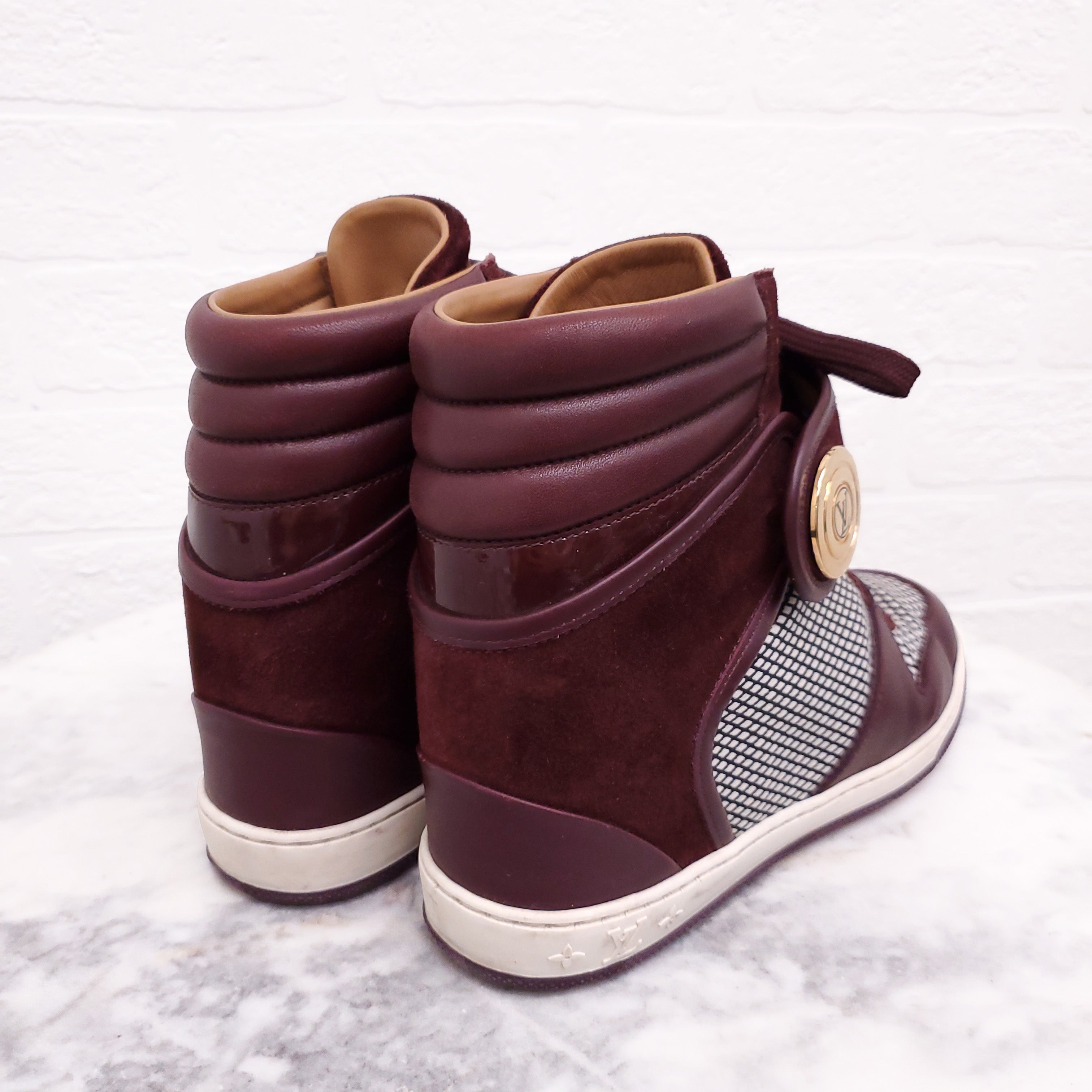 LOUIS VUITTON BURGUNDY HIGH TOP SNEAKERS - SIZE 37